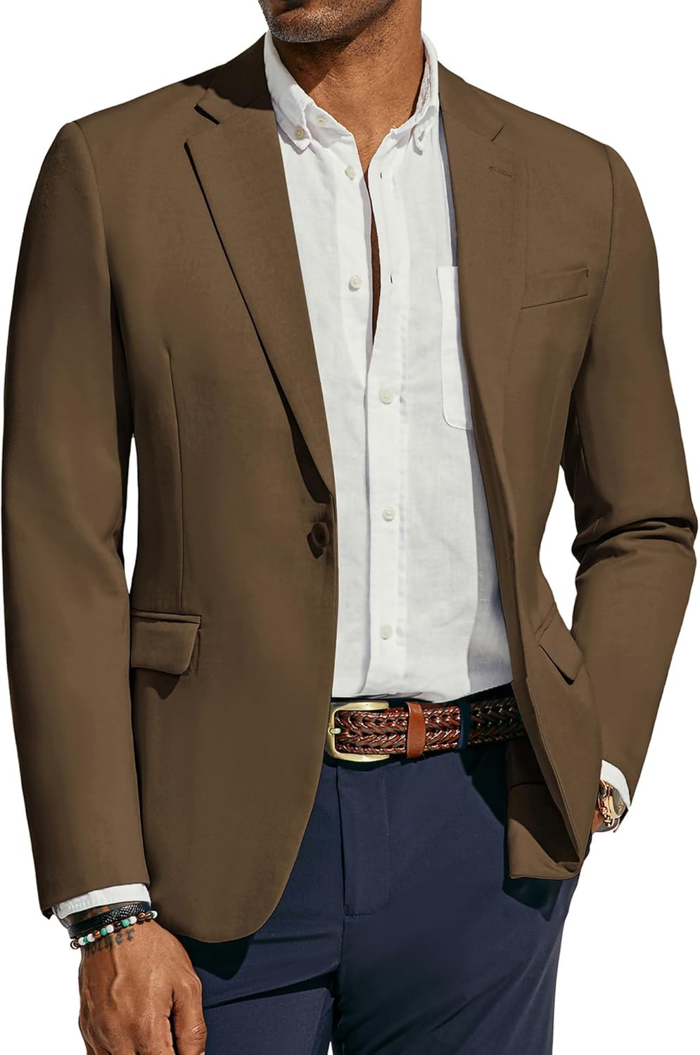 Men’s Lightweight Sport Coat Casual One Button Blazer Breathable Sportcoat